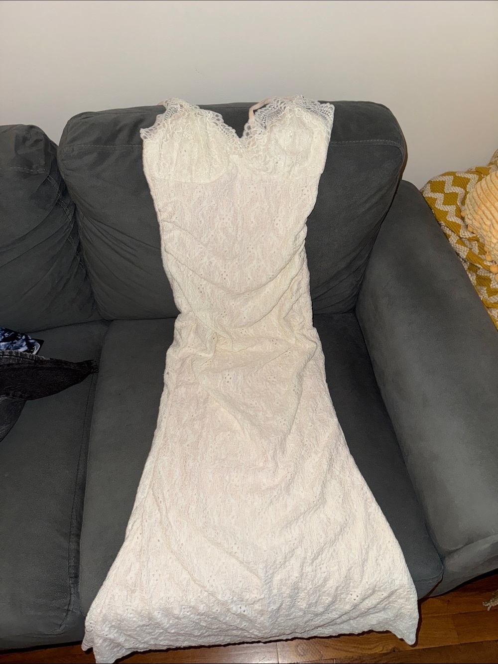 Lace Trim Ivory Women's Dress